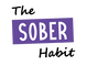 Logo for 'The Sober Habit' with a purple rectangle and white text on a white background